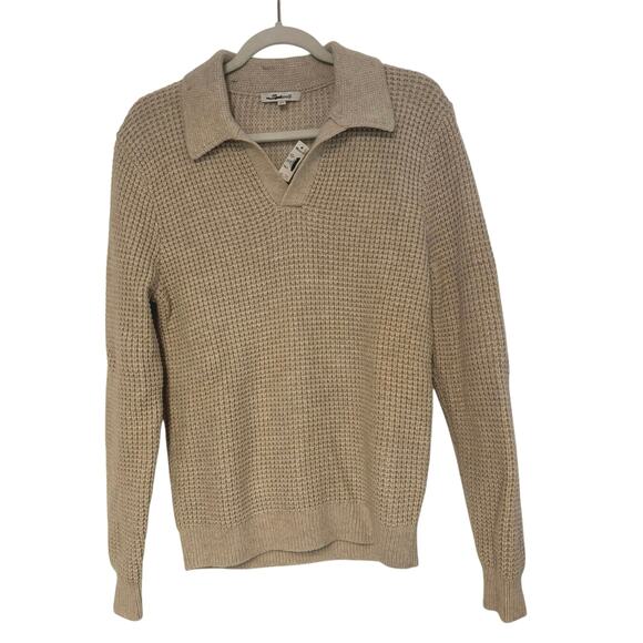 NWT Madewell Johnny-Collar Sweater Polo Shirt in Waffle Knit Light Sand Size XS - Picture 3 of 6